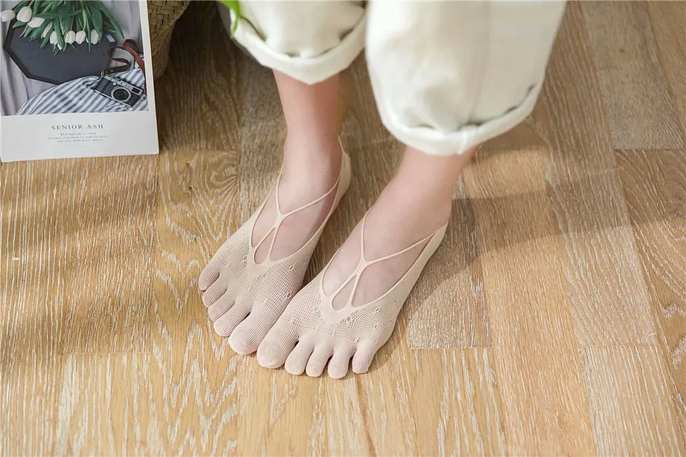 1 Pair Women's Breathable Ultrathin Five-finger Low Cut Invisible Sling Socks