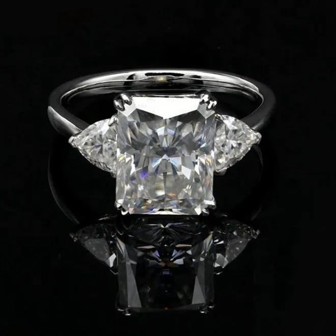 18k 7*9mm 8*10mm Radiant Cut Moissanite Stone Ring for Women