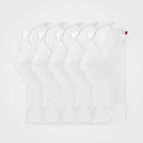 5 Pack | Women’s Rib Long Sleeve Tops, Recycled Cotton, White