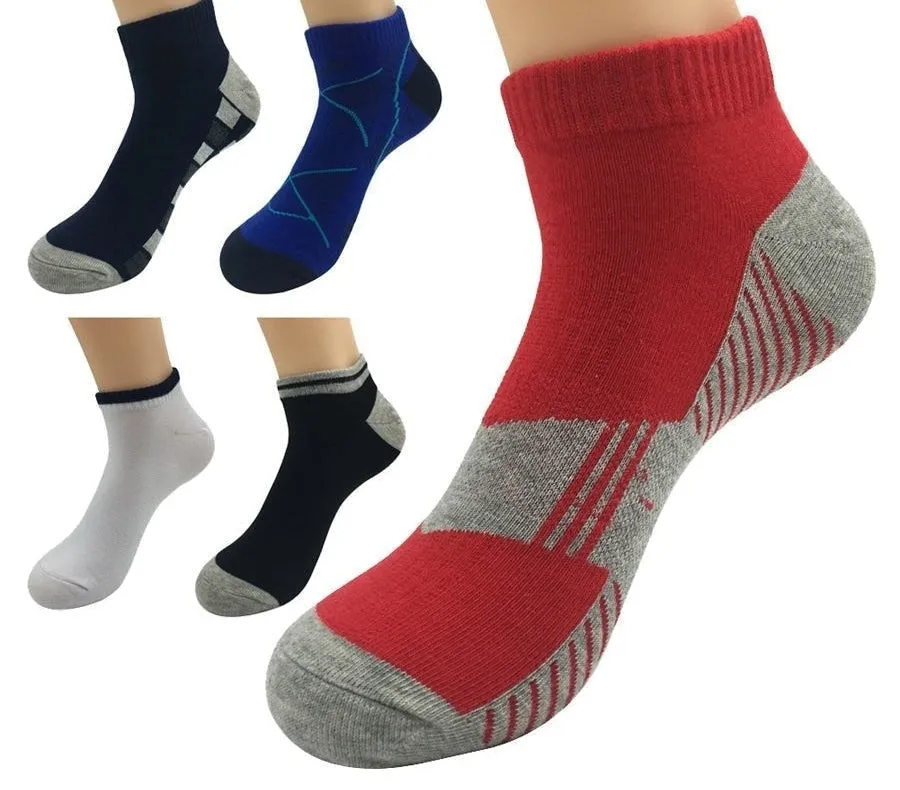 5 Pairs Lot Casual Outdoor Running No Show Cotton Low Cut Ankle Socks for Men