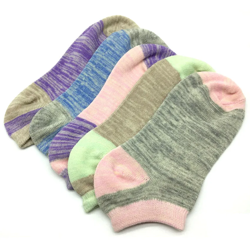 5 Pairs Lot Harajuku Style Candy Color Cotton Boat Socks for Women