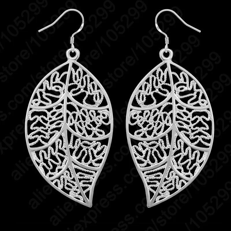 925 Sterling Silver Leaves Earring Hook and Leaf Pendant Jewelry Sets