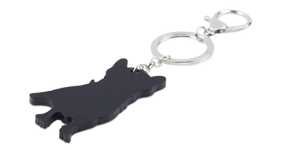 Acrylic French Bulldog Key Chain Bag Charm Pom Gift for Women