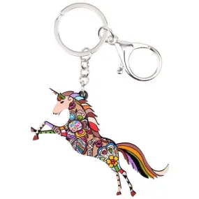 Acrylic Horse Unicorn Animal Pendant Key Chain Gifts for Women & Girls