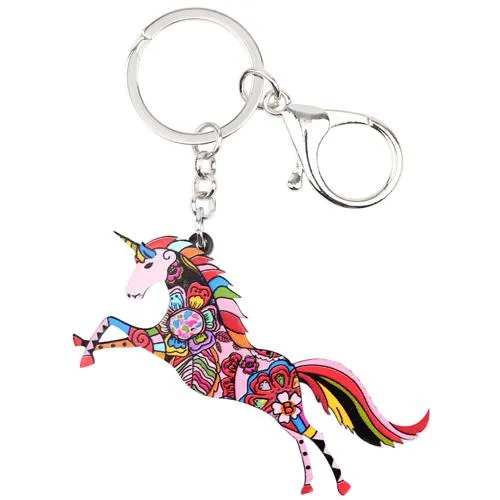 Acrylic Horse Unicorn Animal Pendant Key Chain Gifts for Women & Girls