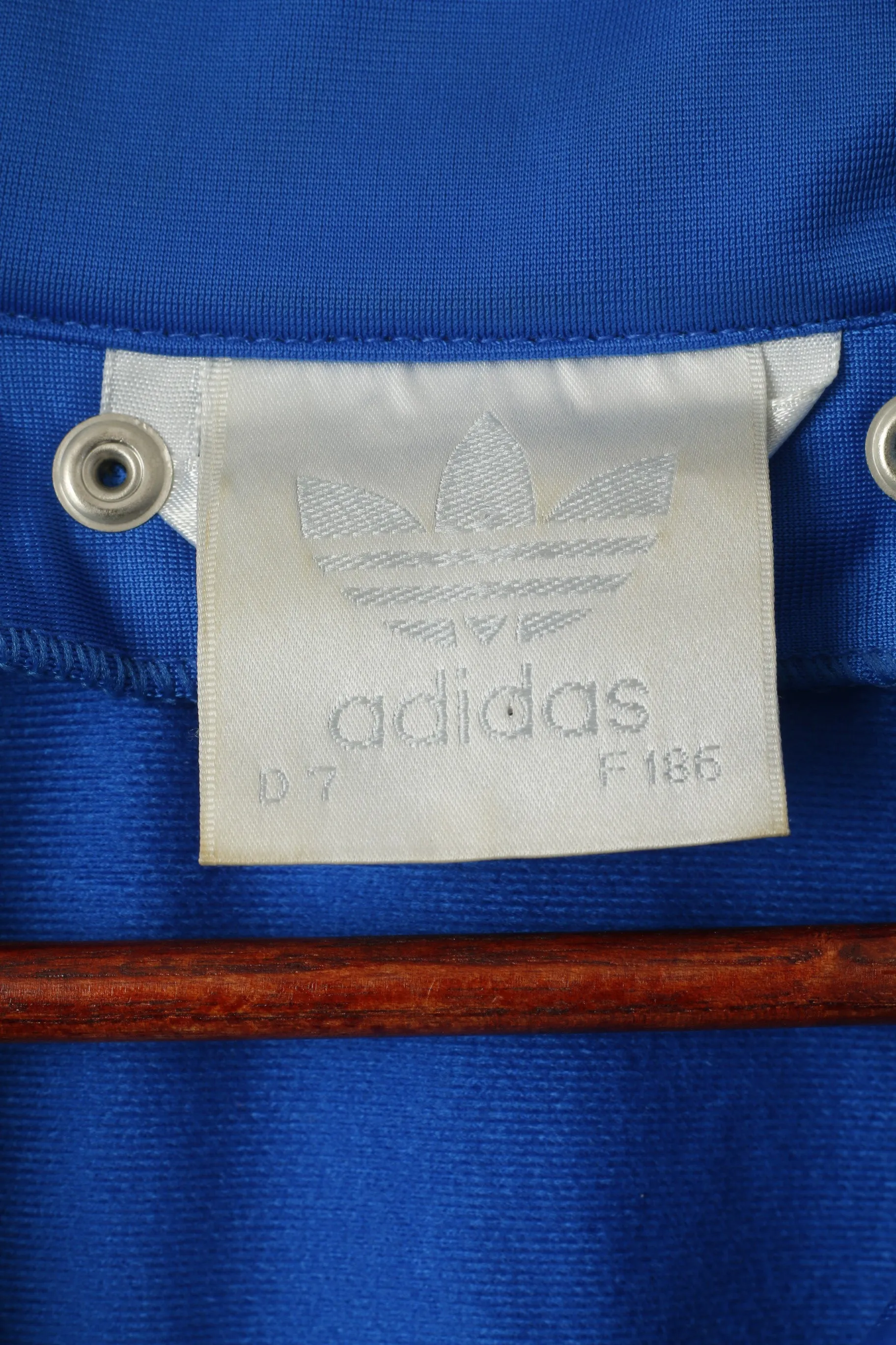 Adidas Men L 186 Sweatshirt Blue Vintage Warm Up Short Sleeve Full Zipper Top