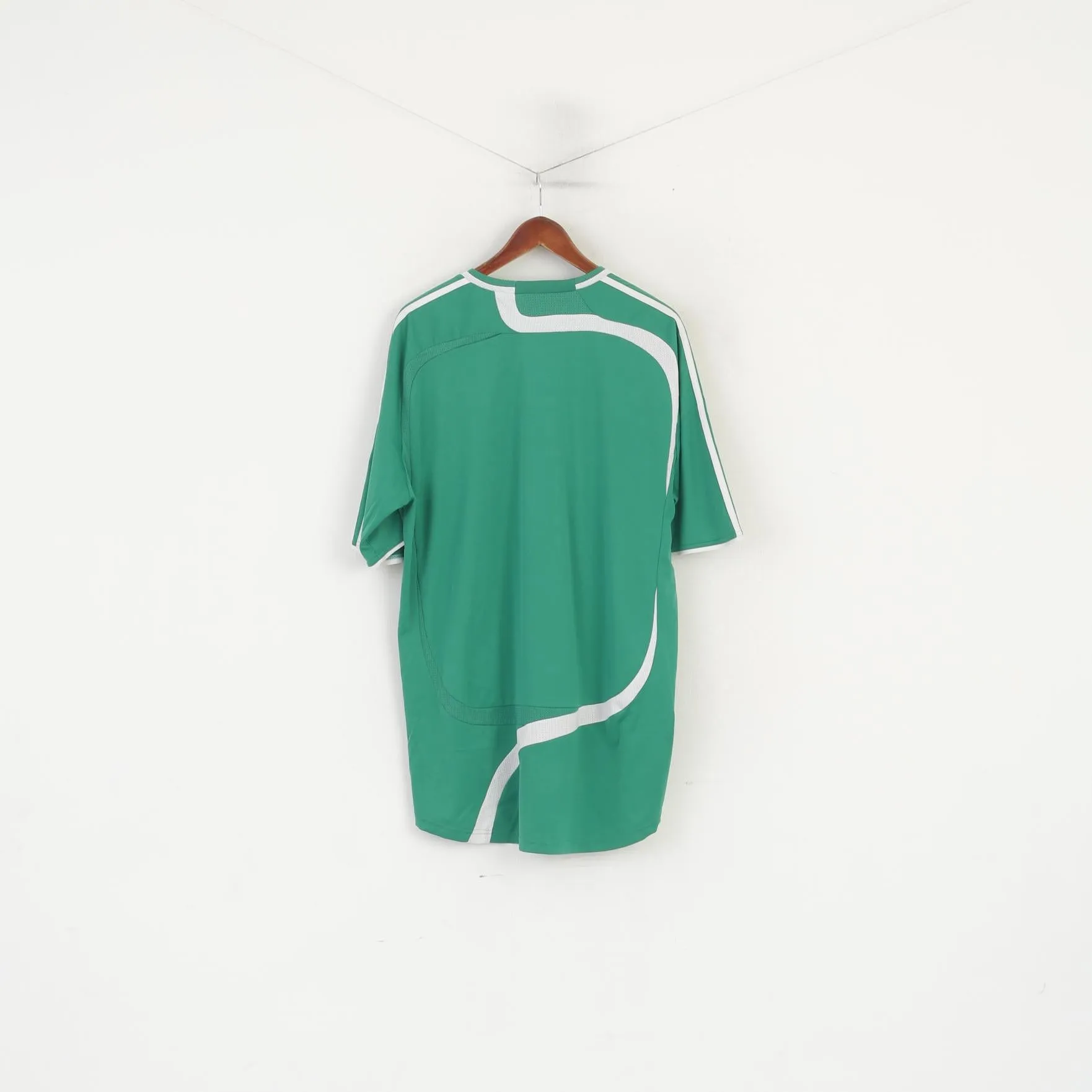 Adidas Men XXL Shirt Green Shiny Vintage Sportswear Jersey Training Top