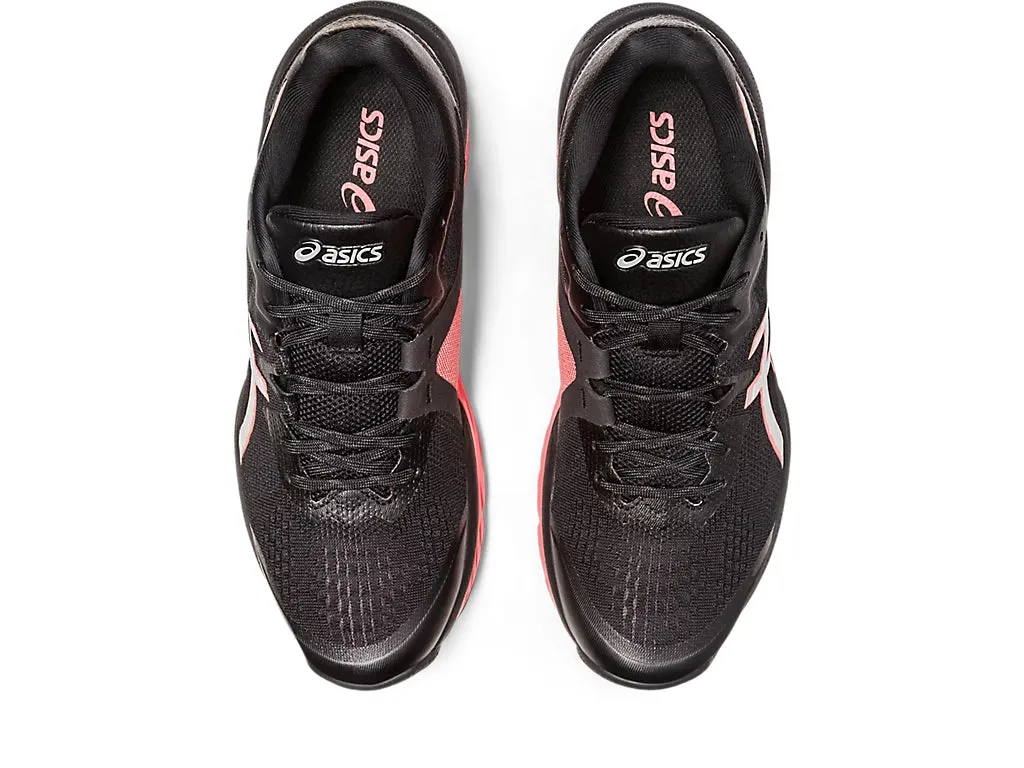 Womens Asics Netburner Shield FF in Black/Pure Silver for Enhanced Performance