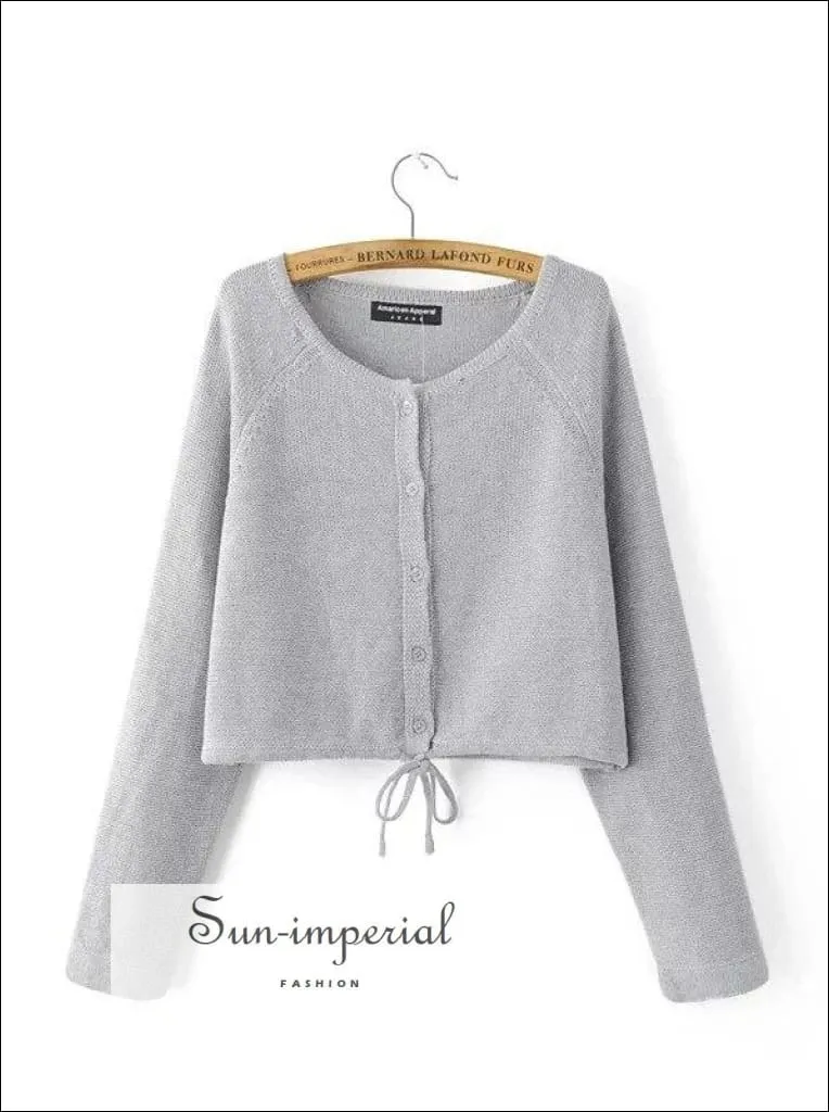 Autumn Fashion Women Drawstring Cardigans Long Sleeve Female Knitted Casual Sweaters