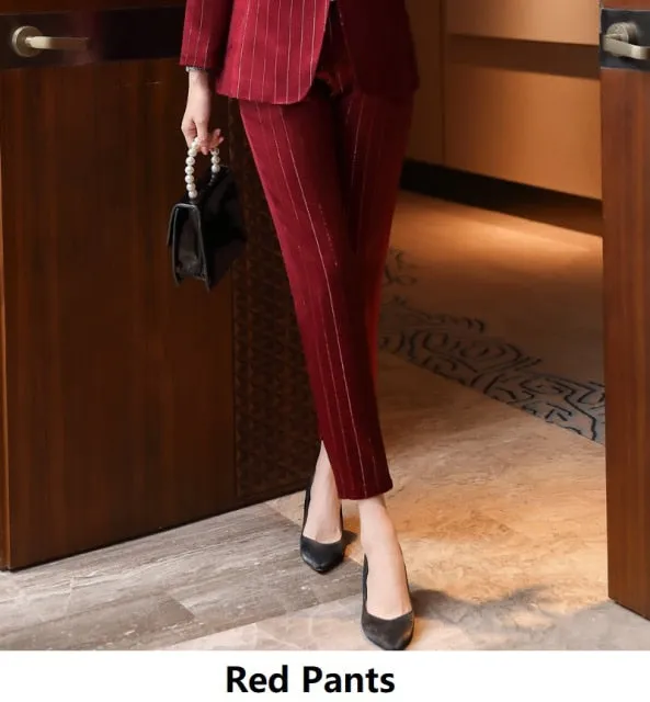 Autumn Notched Collar Office Work Professional Pant Suit for Women