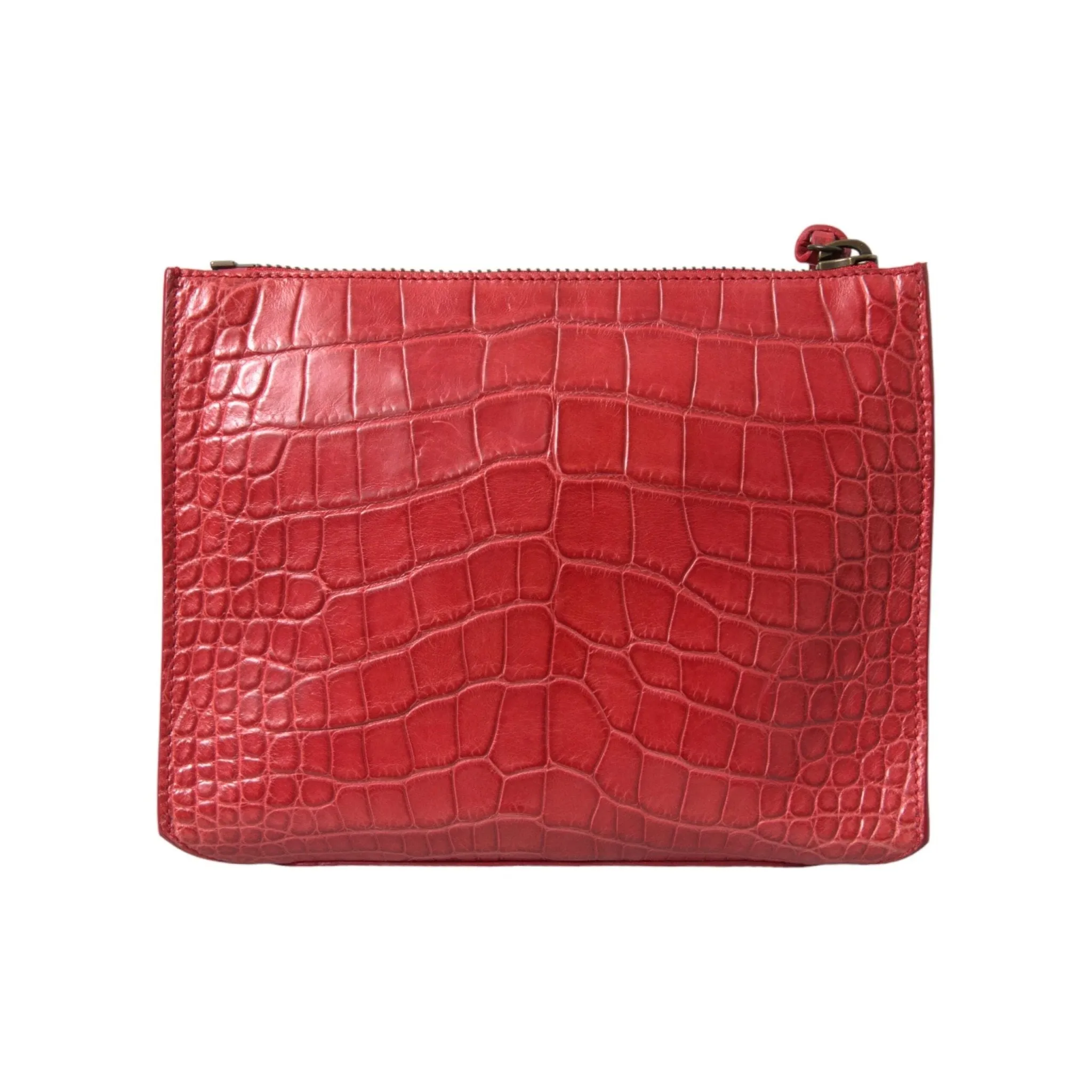 Balenciaga Exotic Red Alligator Leather Clutch