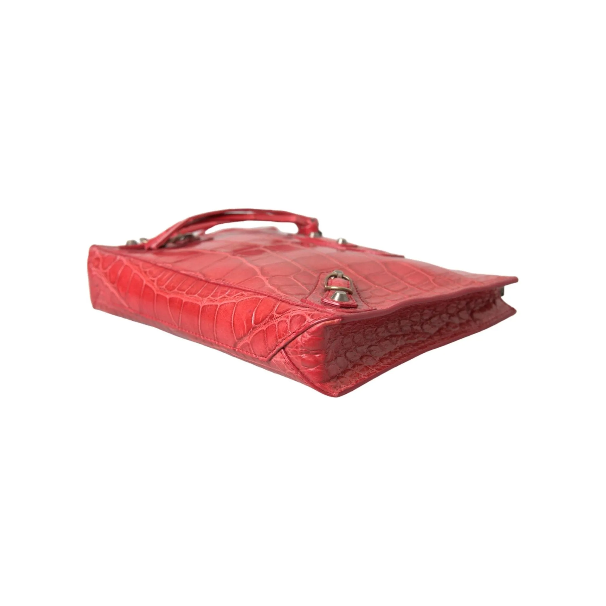 Balenciaga Exotic Red Alligator Leather Clutch