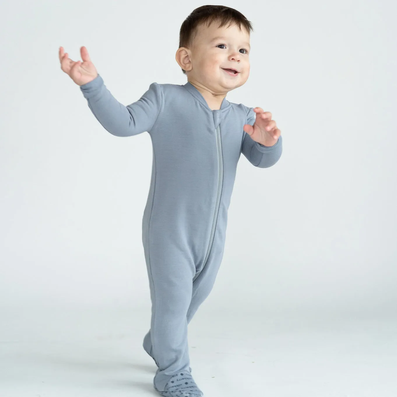 Bamboo Fleece Footie W/2 Way Zipper (Windy)