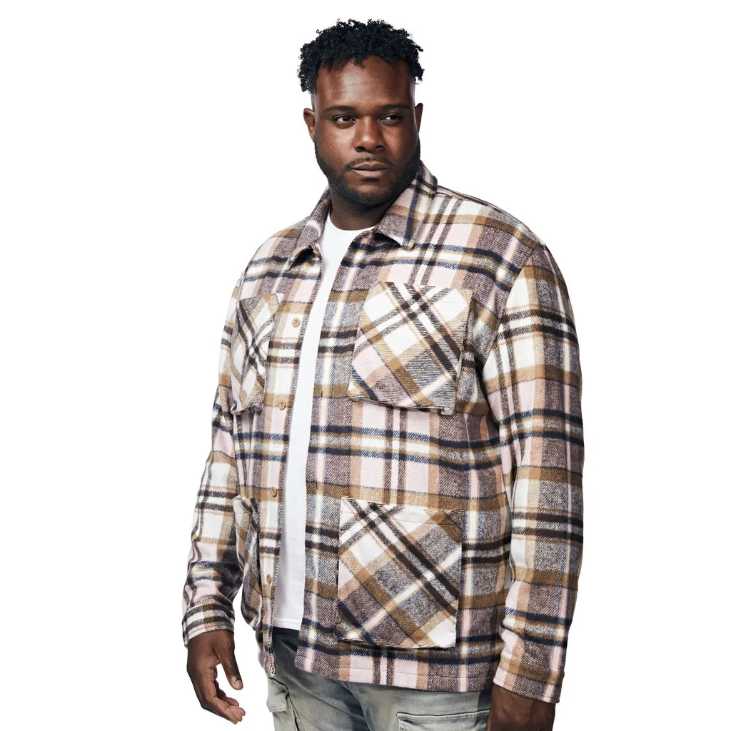 Big and Tall Plaid Flannel Overshirt - Himalaya