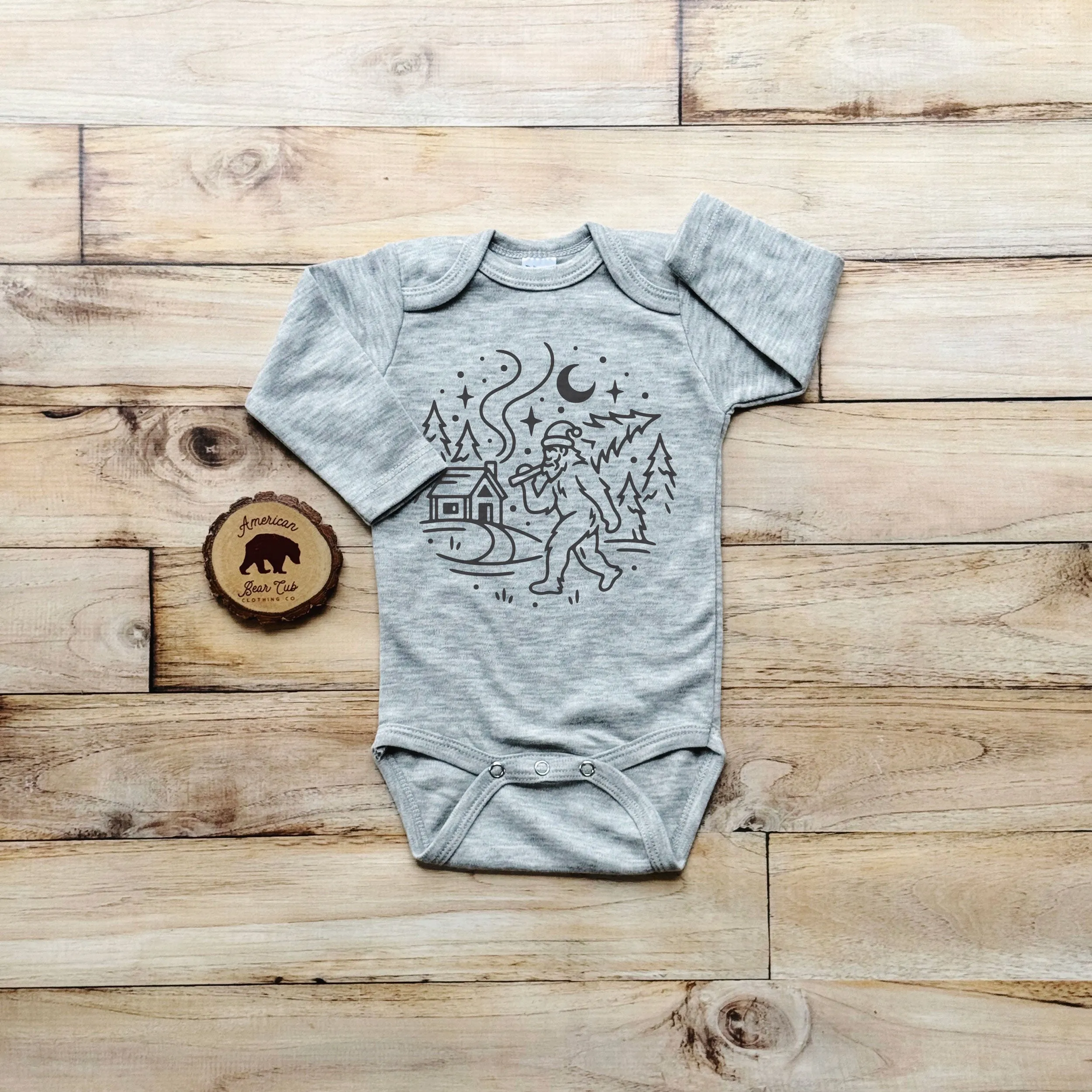 Bigfoot Winter Long Sleeve Baby Bodysuits