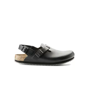 Birkenstock Tokio Leather Black Supergrip Clogs