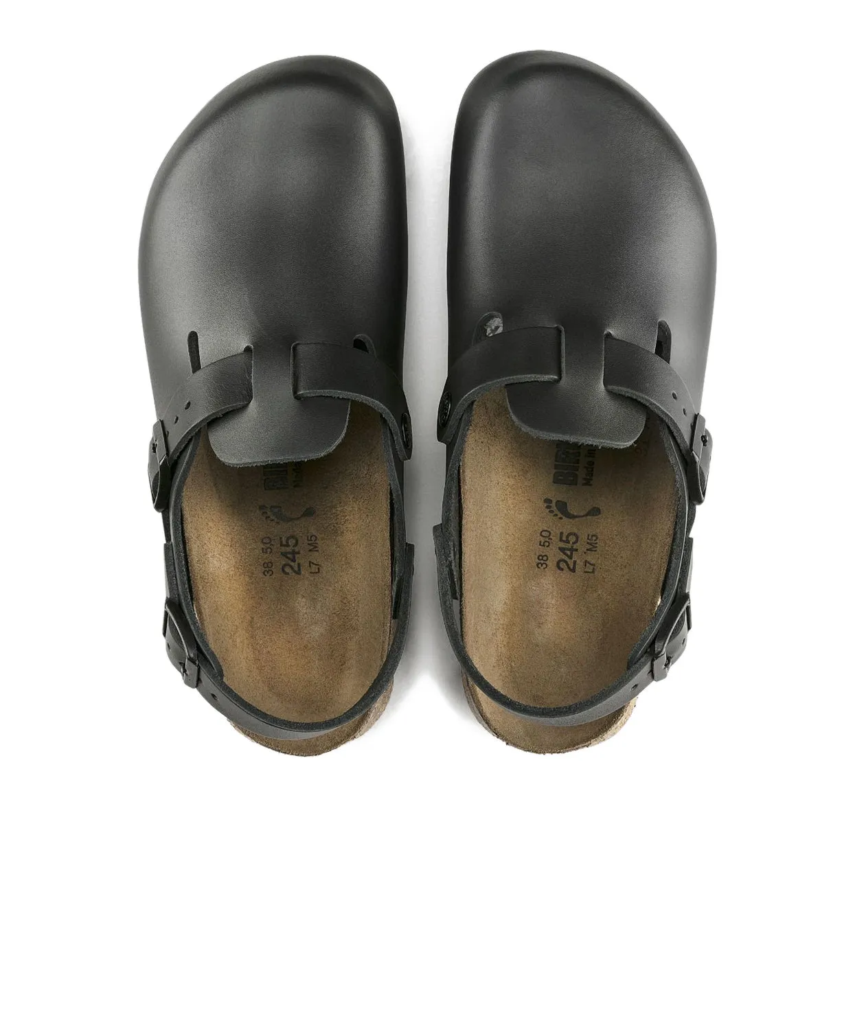 Birkenstock Tokio Leather Black Supergrip Clogs