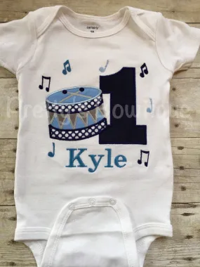 Boys Drum Birthday Shirt -Music Birthday Shirt - any age or colors