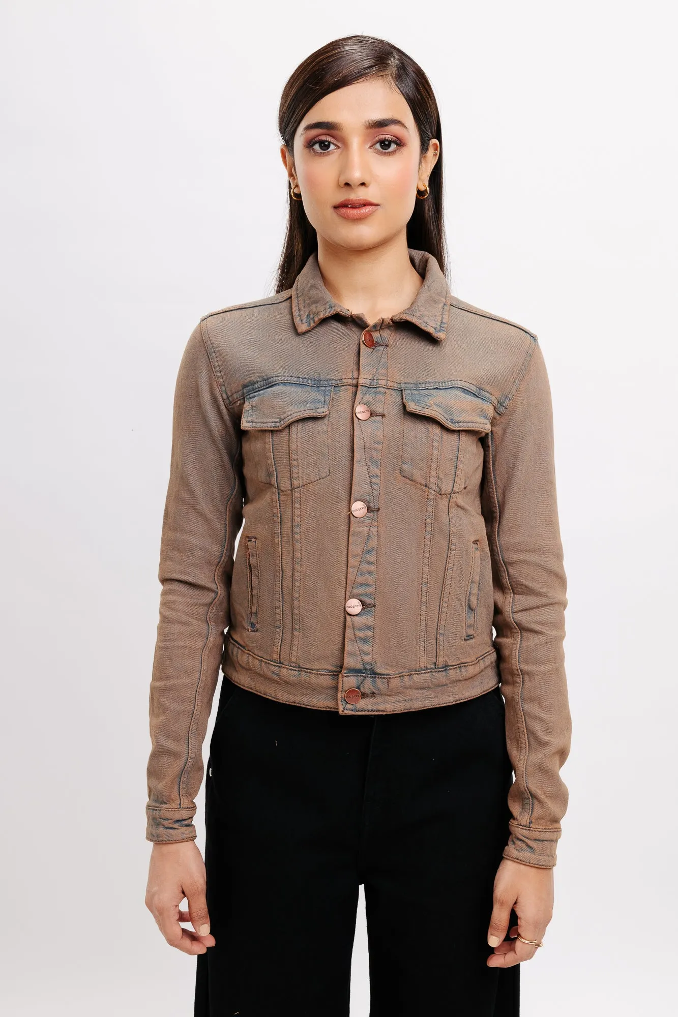 Brown Play Stretch Denim Jacket