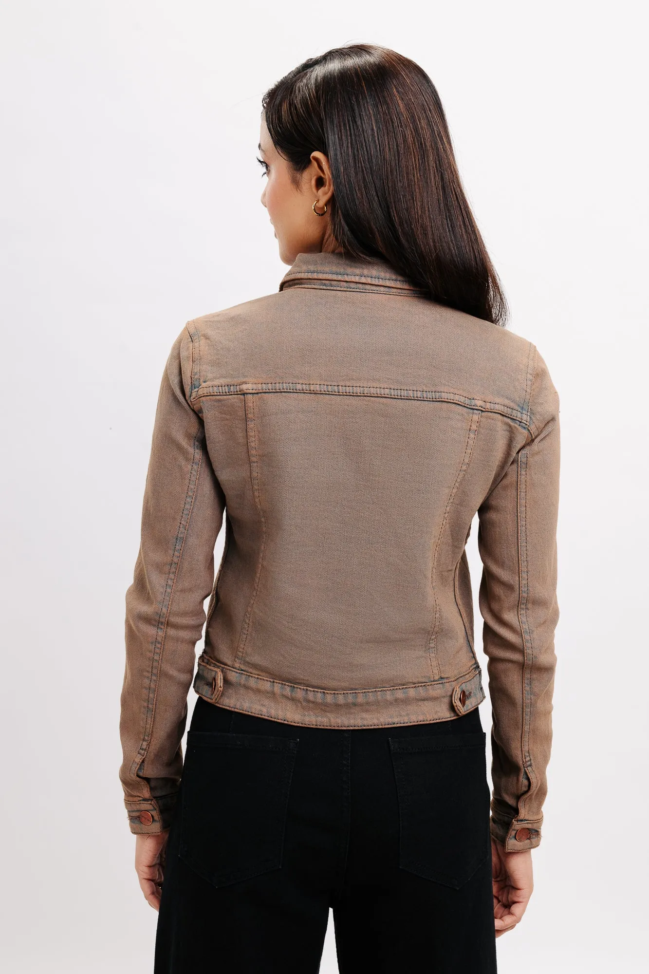 Brown Play Stretch Denim Jacket