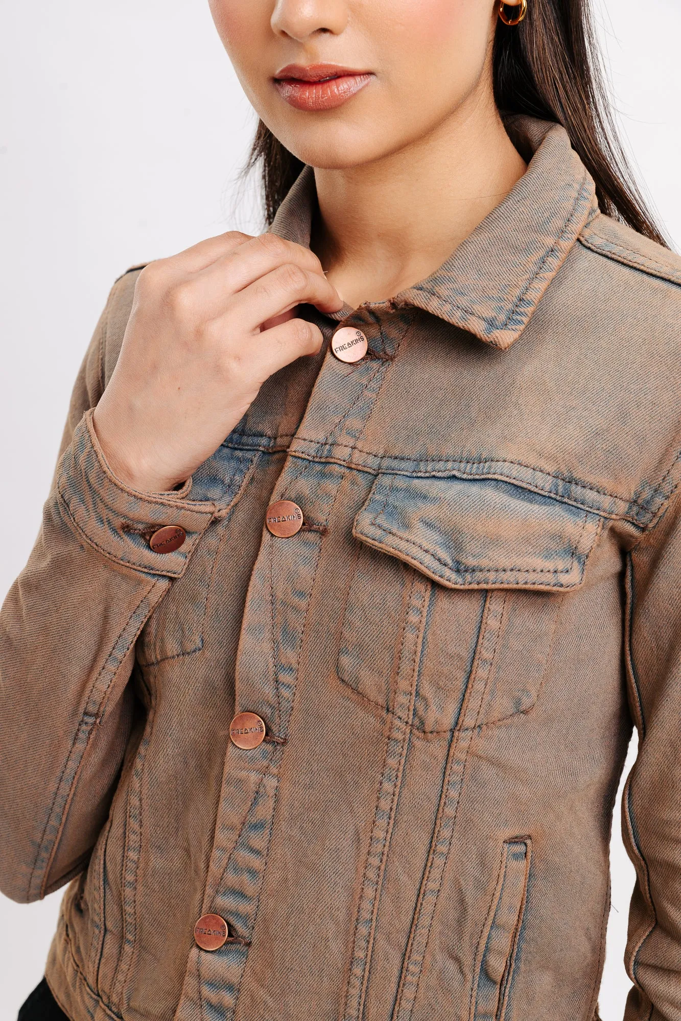 Brown Play Stretch Denim Jacket