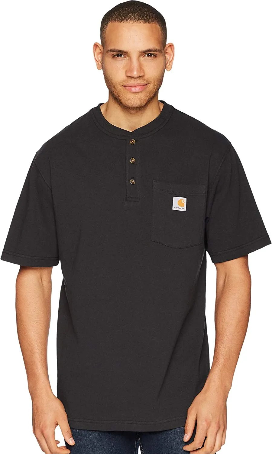 Carhartt Men's Loose Fit Heavyweight Short Sleeve Pocket Henley T-Shirt