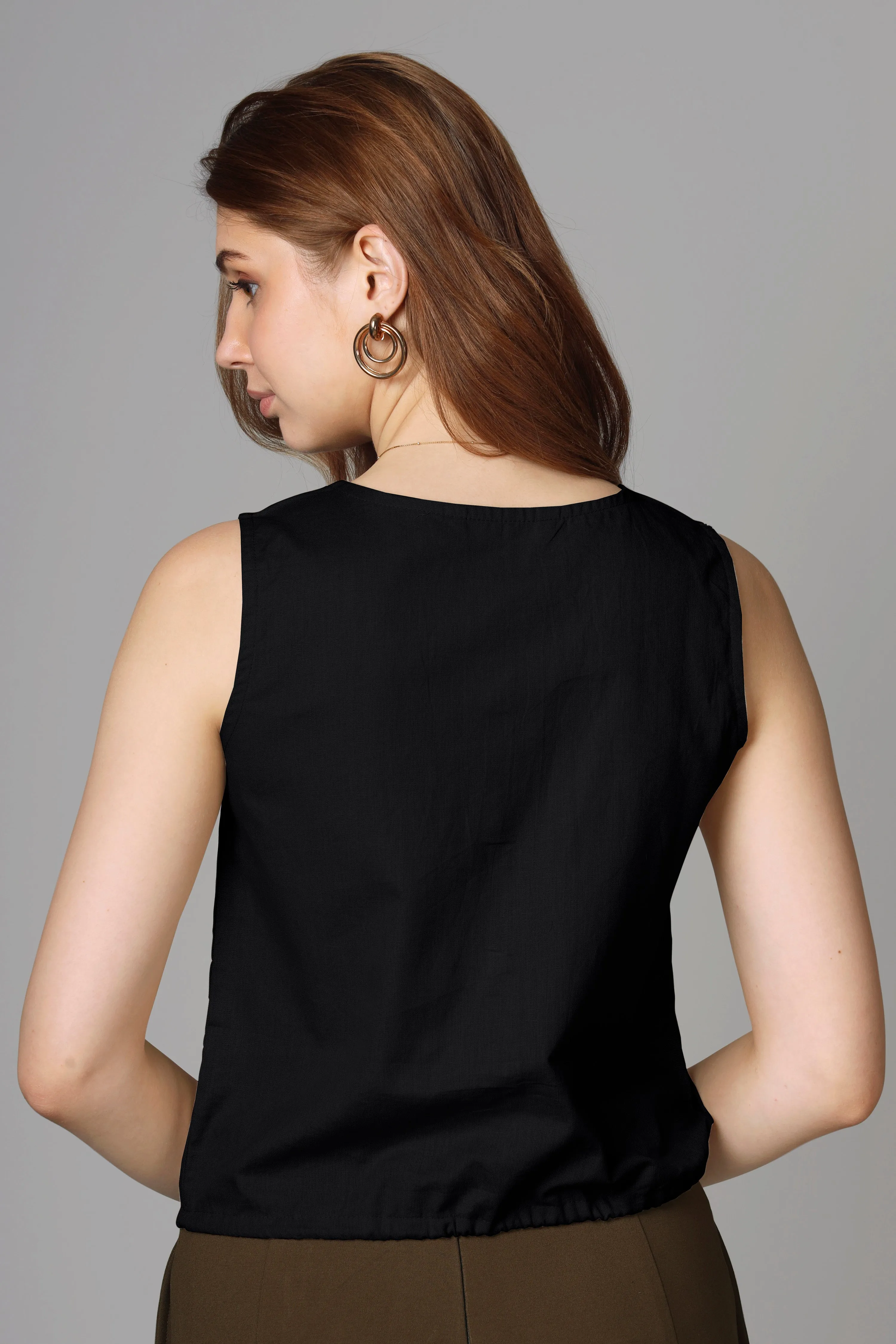 Classic Black Plain Top For Women