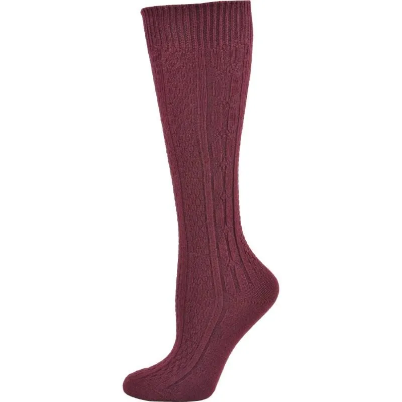 Classic Cable Knit Acrylic Knee High Socks 3 Pair Packs