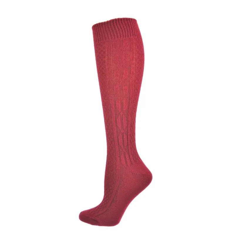 Classic Cable Knit Acrylic Knee High Socks 3 Pair Packs