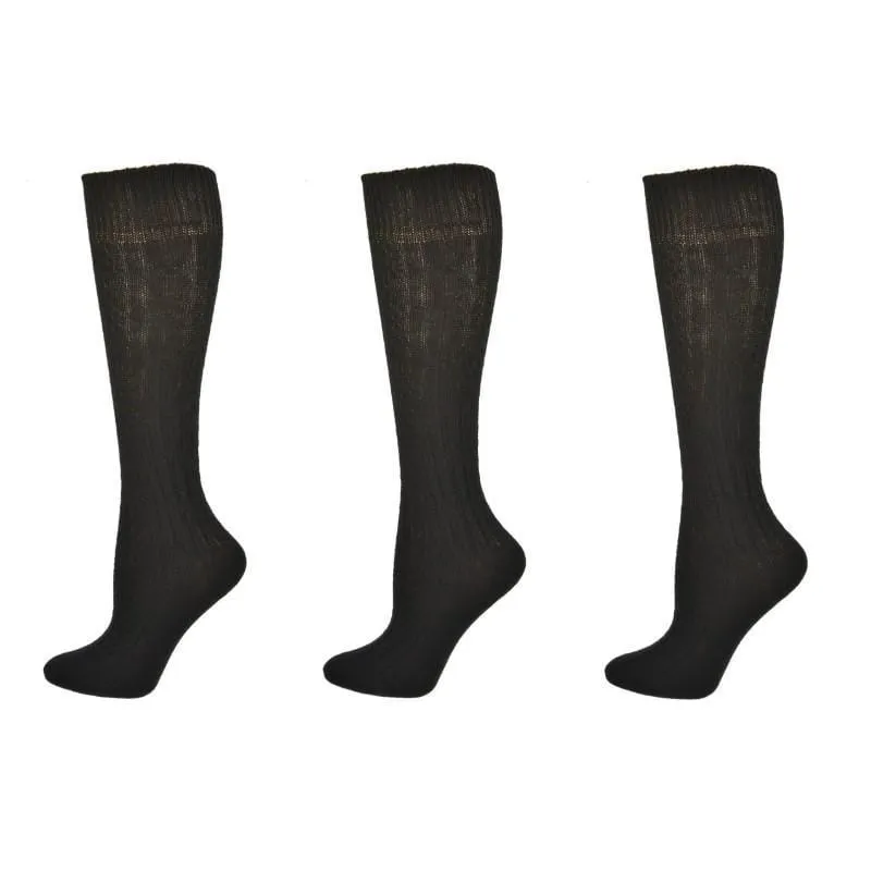 Classic Cable Knit Acrylic Knee High Socks 3 Pair Packs