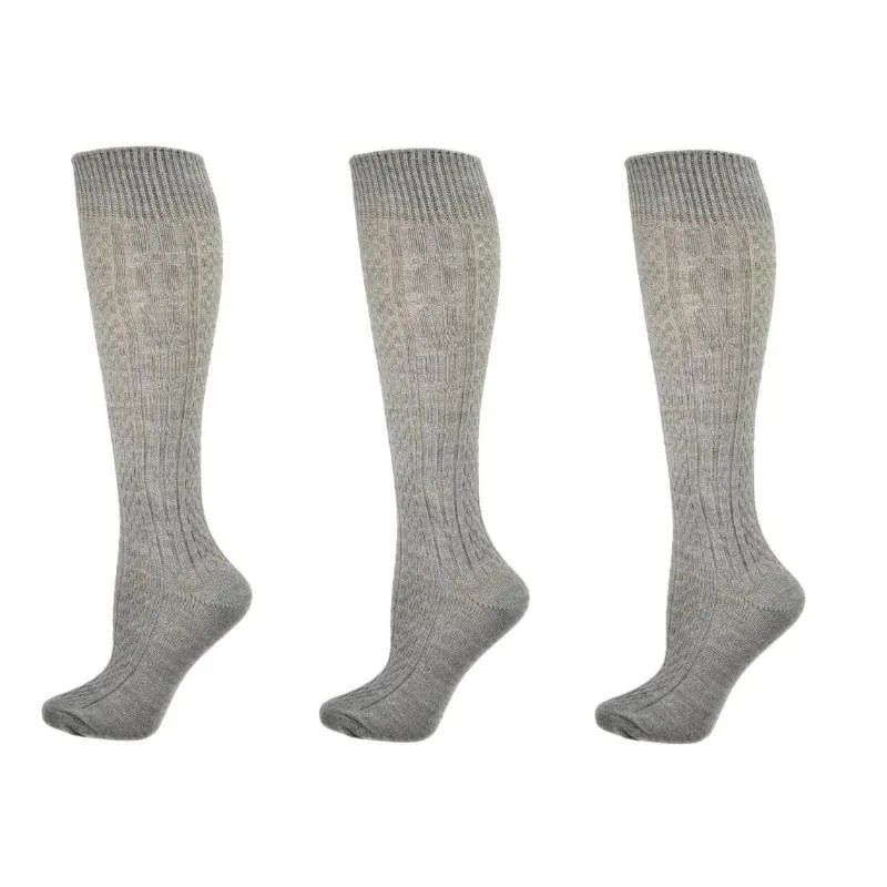 Classic Cable Knit Acrylic Knee High Socks 3 Pair Packs