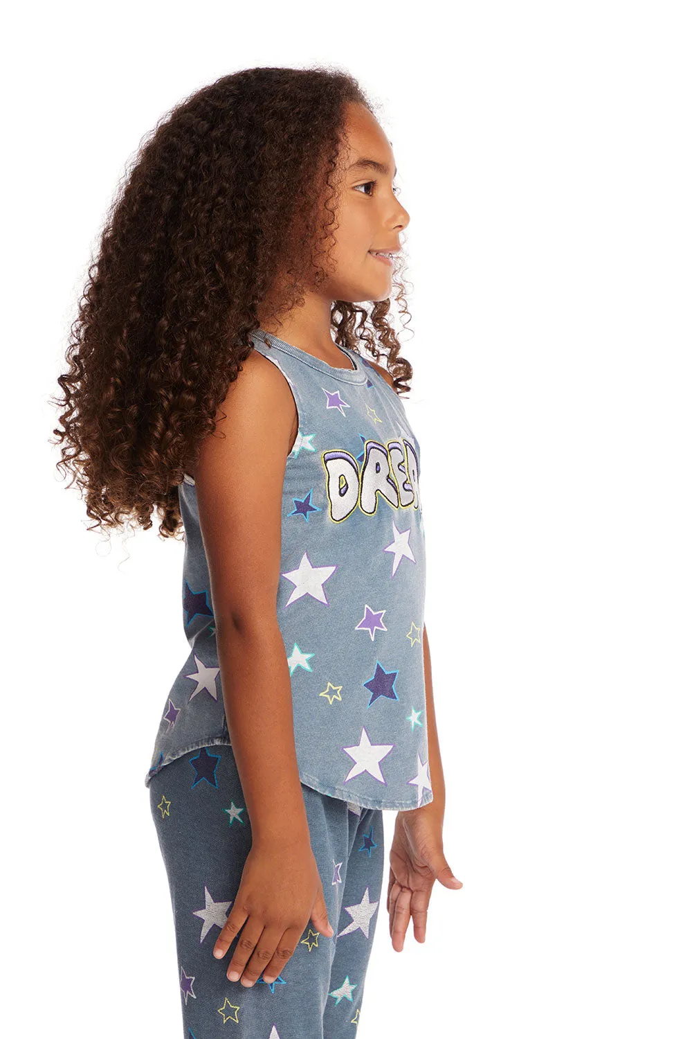 Dream Emb Star Girls Vintage Jersey Shirttail Muscle