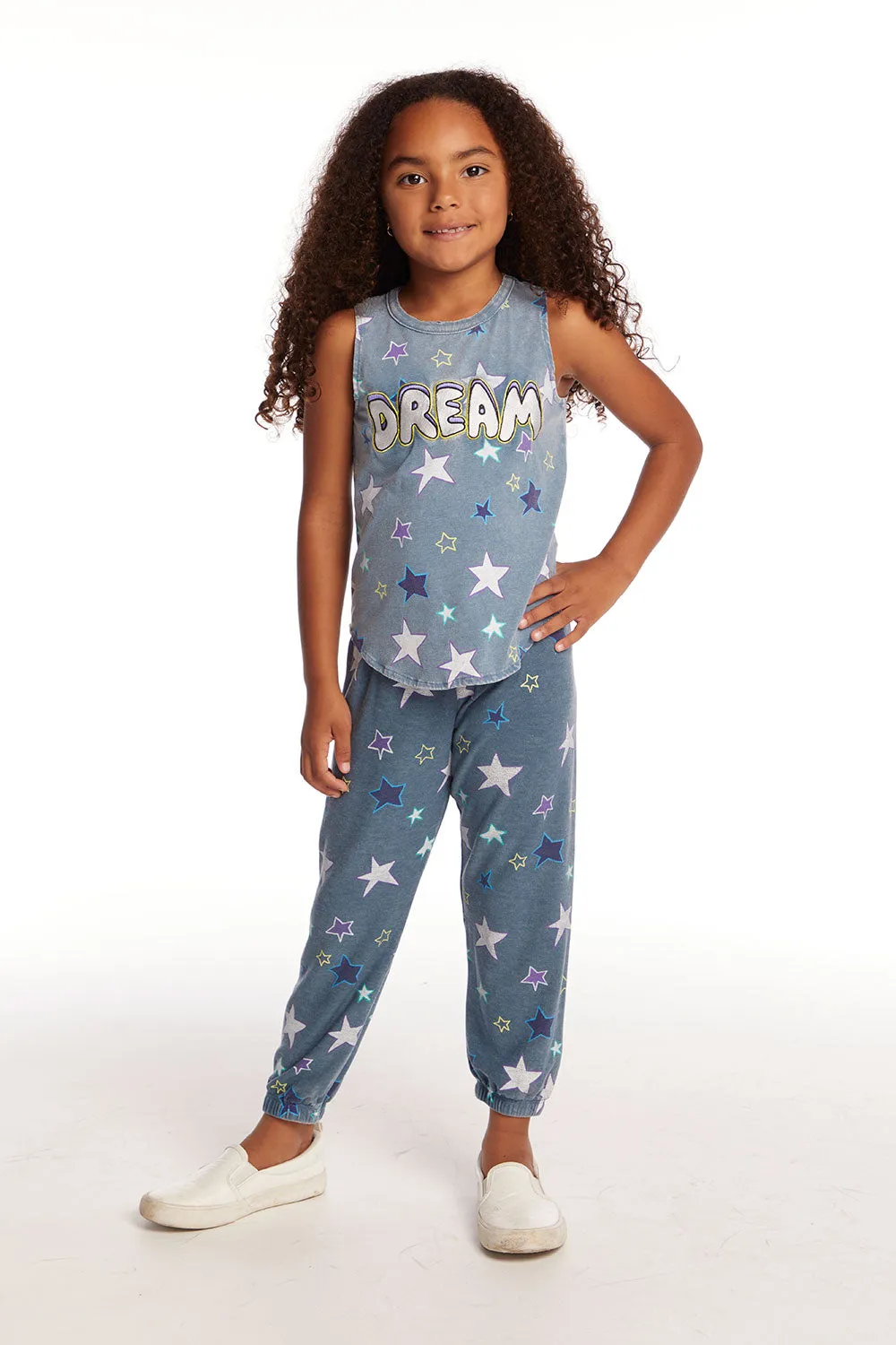 Dream Emb Star Girls Vintage Jersey Shirttail Muscle