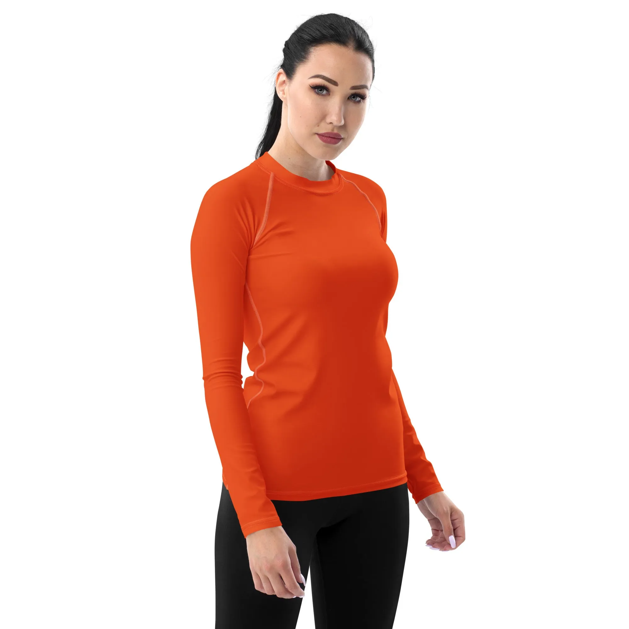 Easygoing Sophistication: Solid Color Rash Guard for Women - Flamingo