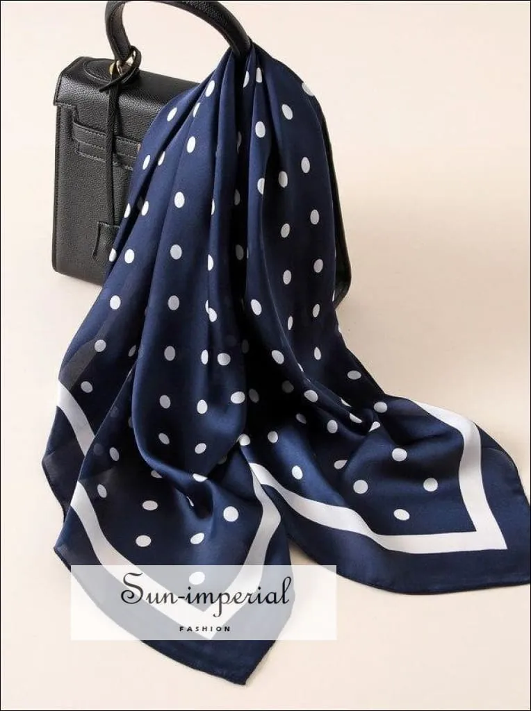 Fashion Women Scarf Luxury Striped Dots Print Pure Silk Shawl Scarfs Square Head Scarves