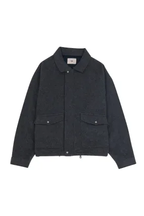 Folk Winter Cropped Coat Charcoal Wool