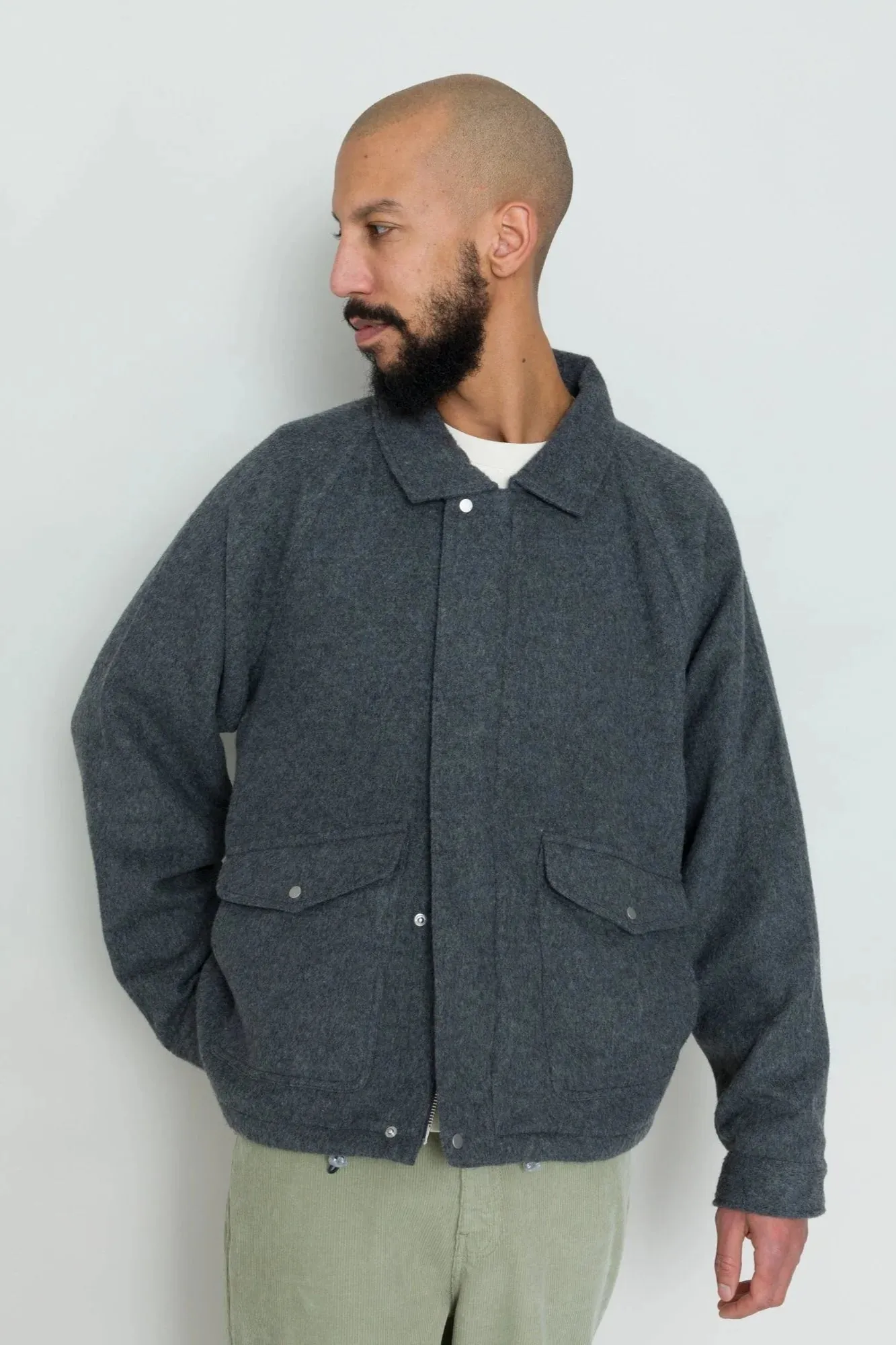 Folk Winter Cropped Coat Charcoal Wool