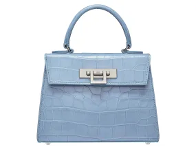 Fonteyn Midi Orinoco 'Croc' Print Calf Leather Handbag - Bluebell/Silver