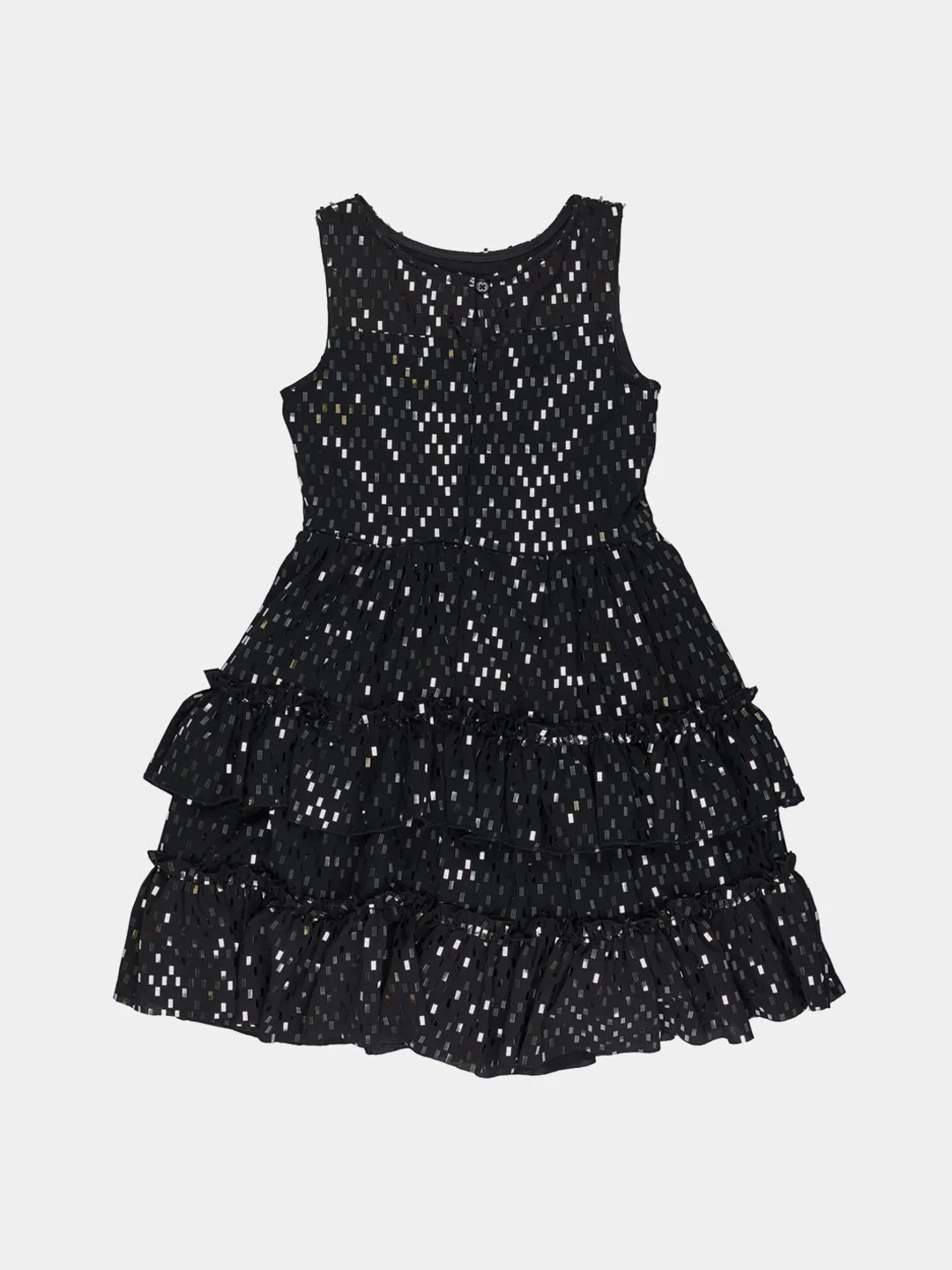 Girls Metallic Sparkle Tiered Chiffon Dress