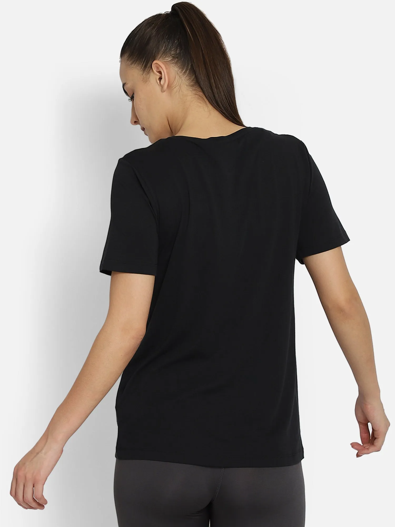 Gloria Women Cotton Black T-Shirt