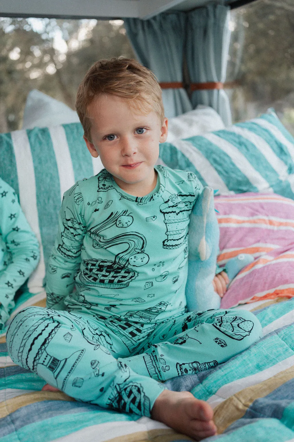 G.Nancy Cake Print Long Sleeve PJs - Teal