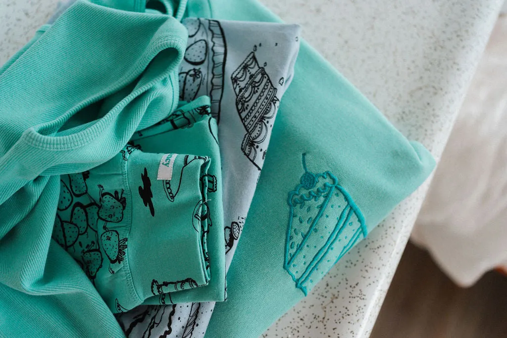 G.Nancy Cake Print Long Sleeve PJs - Teal