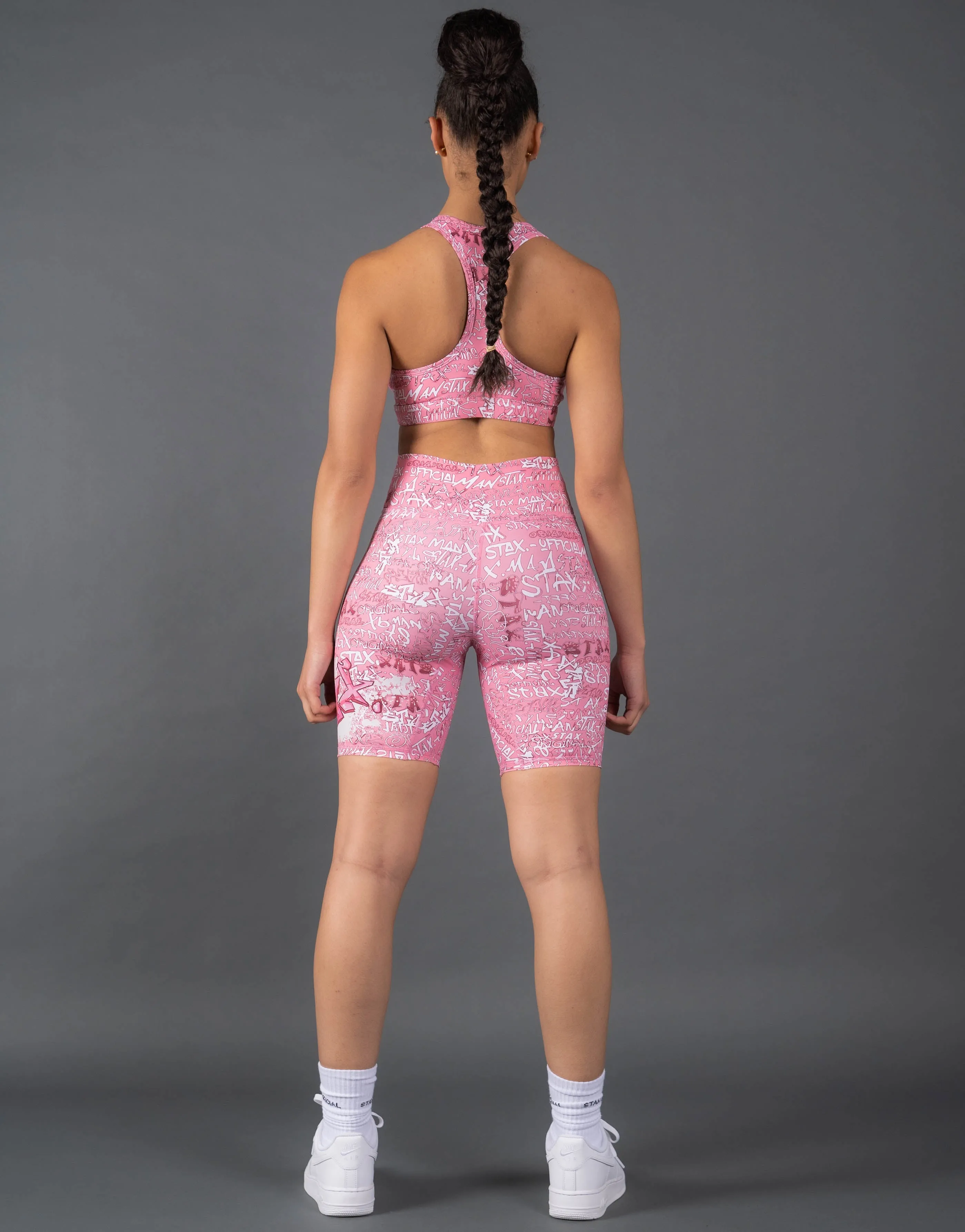 Graffiti Bike Shorts - Pink and White