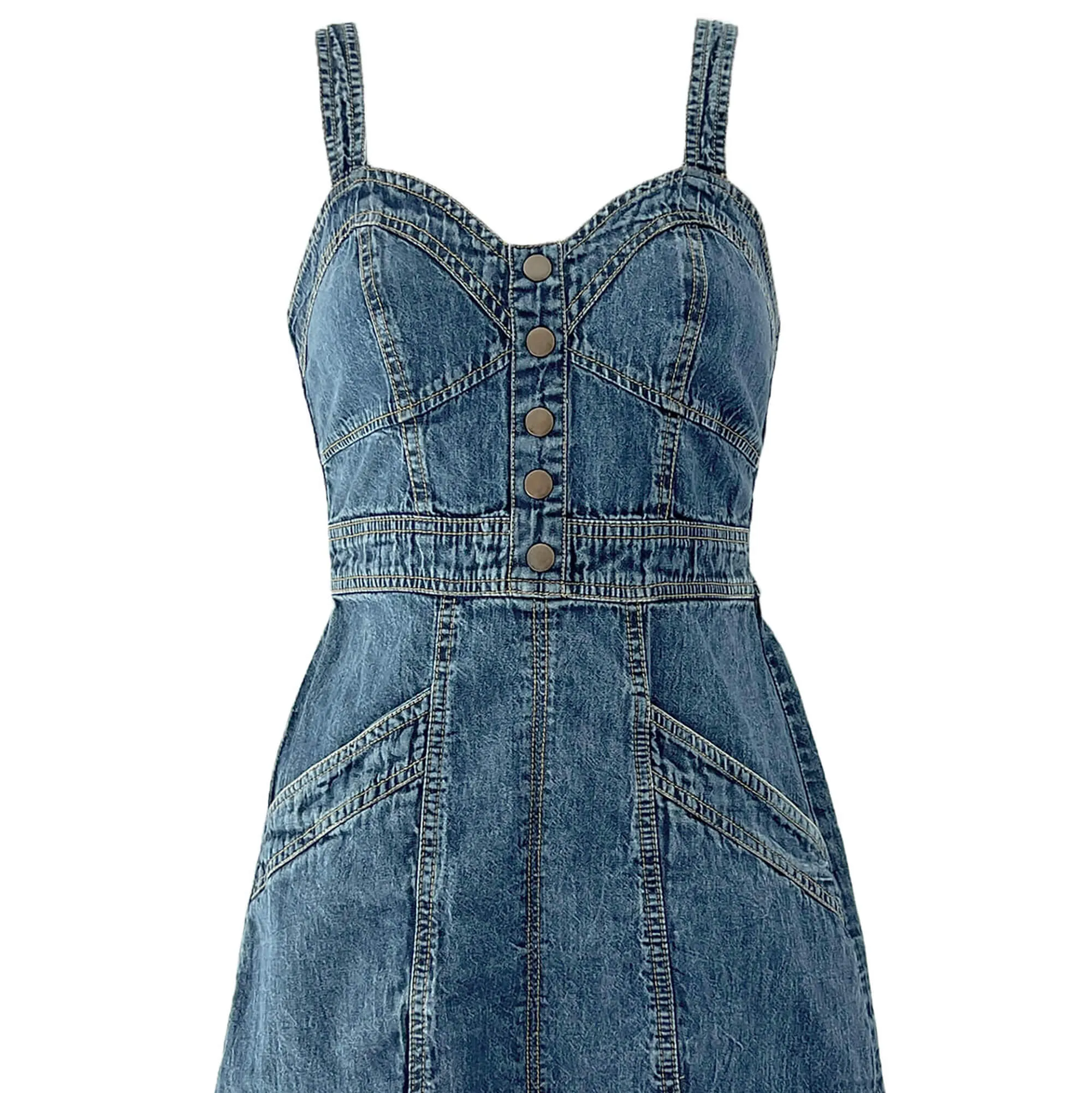 Japna Blue Denim Smocked Mini Dress - XS