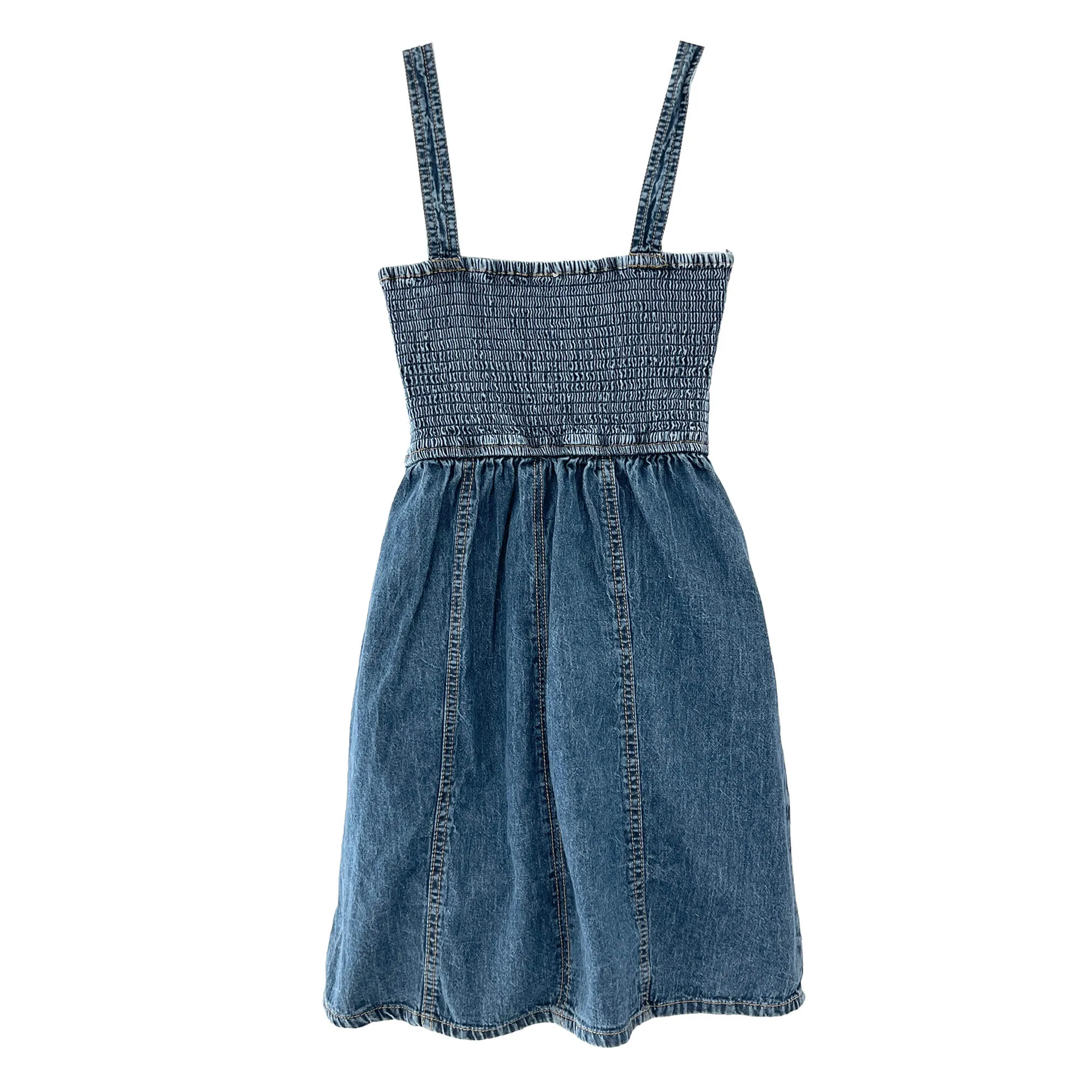 Japna Blue Denim Smocked Mini Dress - XS