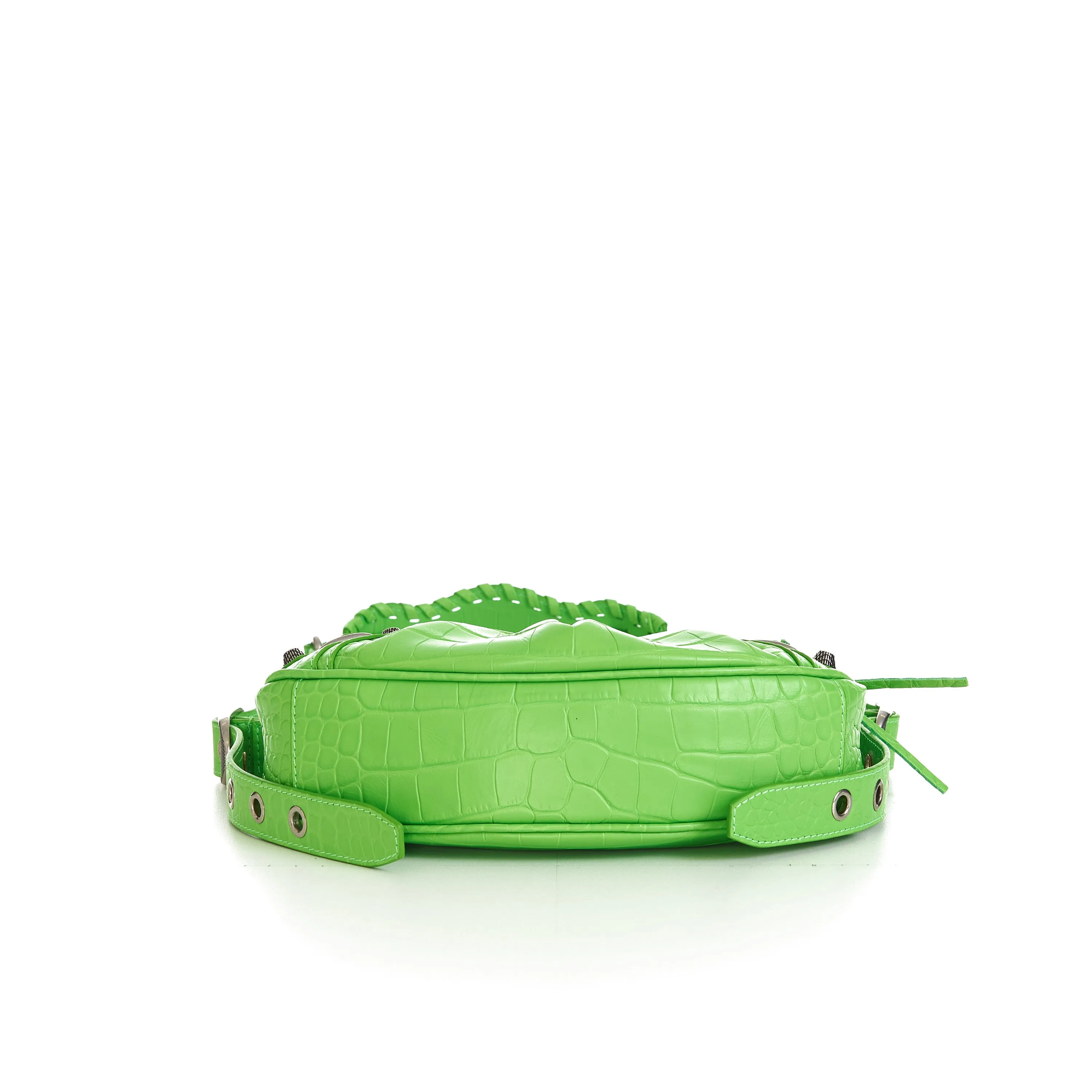 Le Cagole XS Shoulder Bag In Bright Green Crocodile Embossed Calfskin