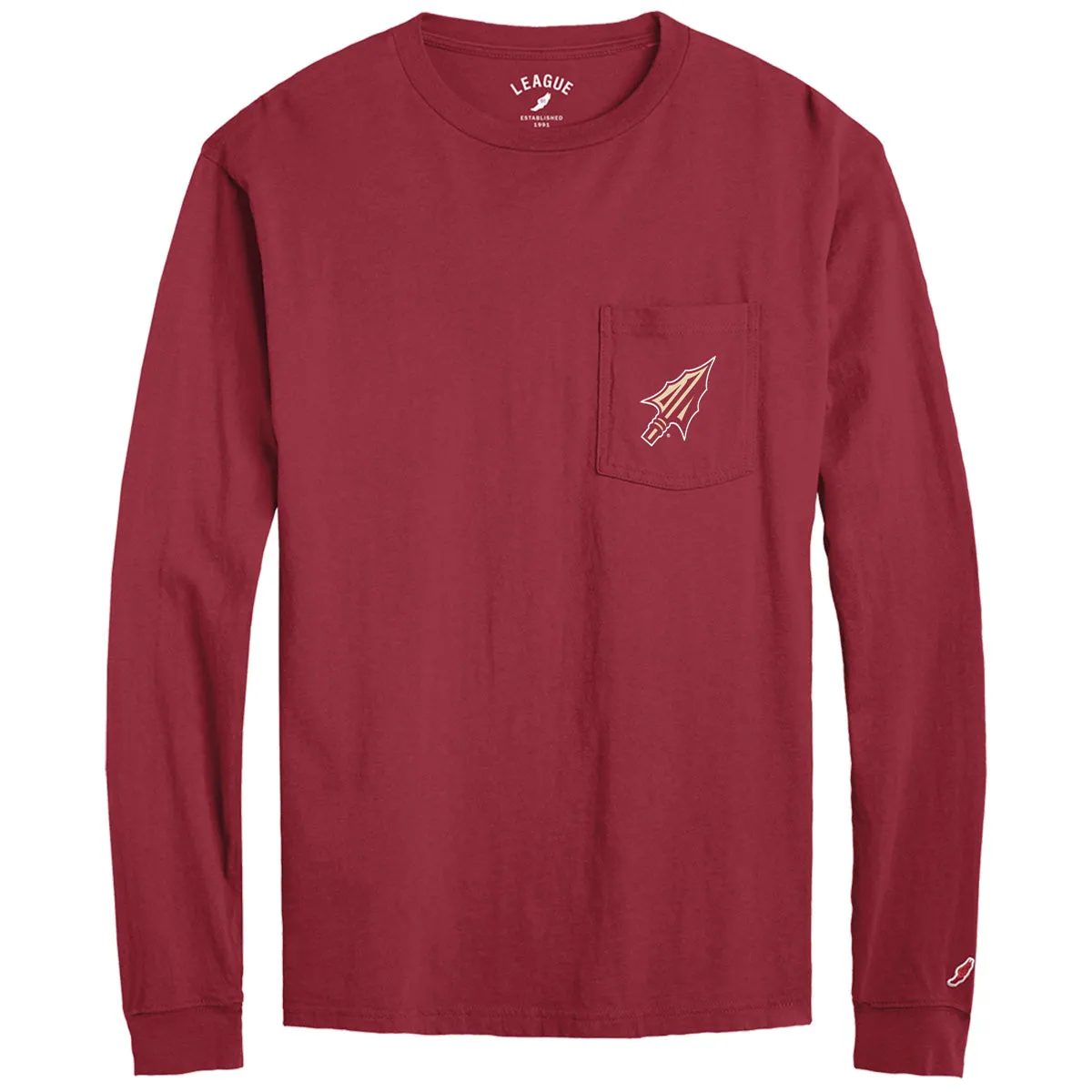 League Adult/Unisex Arrowhead/Florida State Design Long Sleeve Pocket T-shirt - Garnet