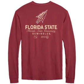 League Adult/Unisex Arrowhead/Florida State Design Long Sleeve Pocket T-shirt - Garnet