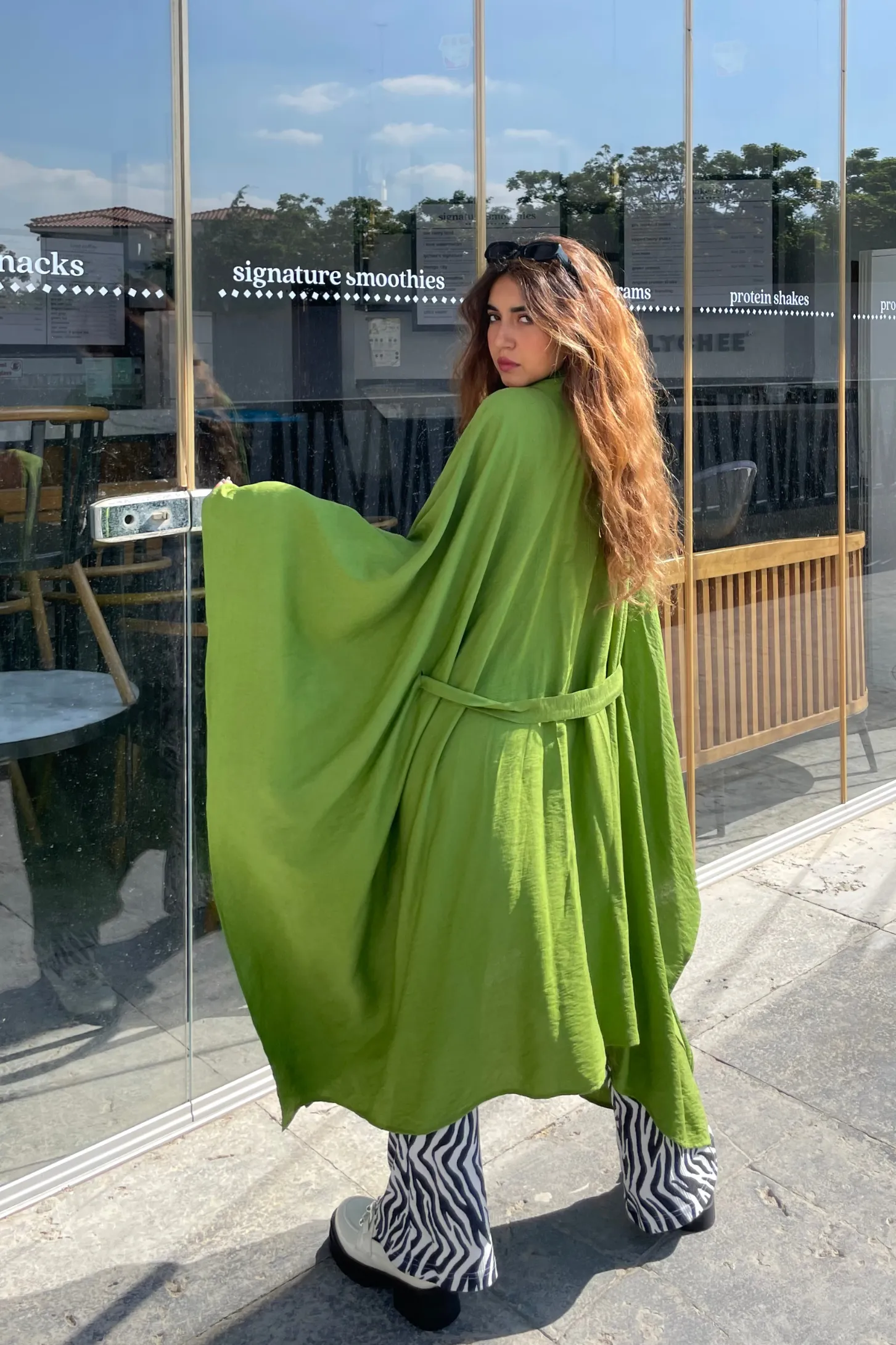 LET IT BE SHEER KAFTAN - GREEN