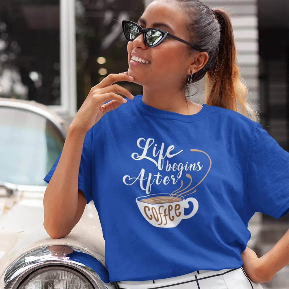 Life Begins After Coffee Half Sleeve T-Shirt